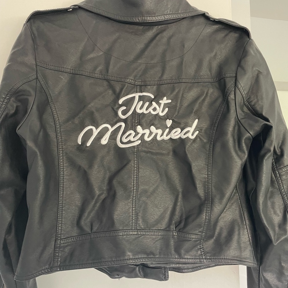 DB Studio David’s Bridal Just Married Pleather Moto jacket